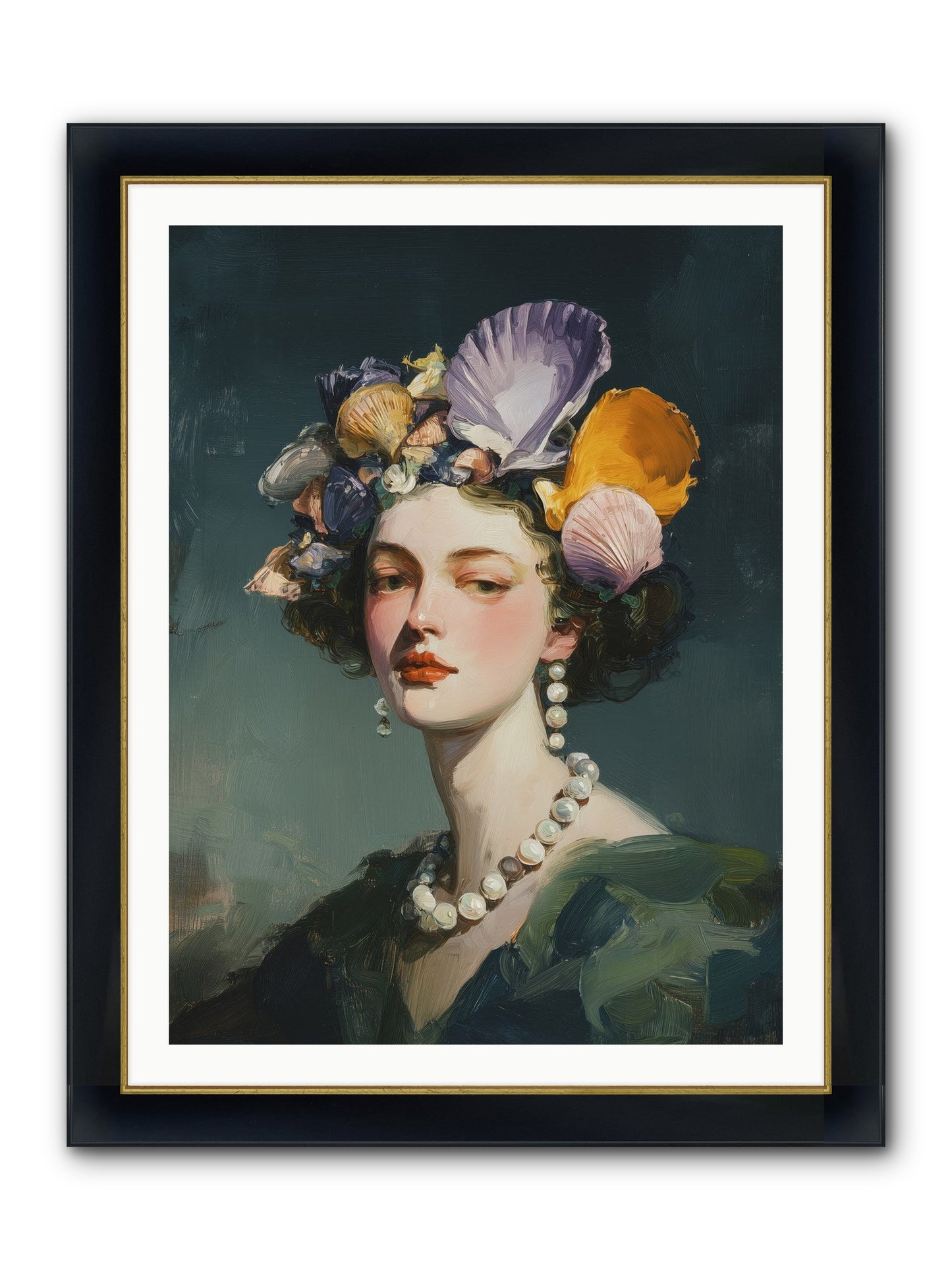 Mother Sea Framed Print - Wide Black w/Gold 30x40