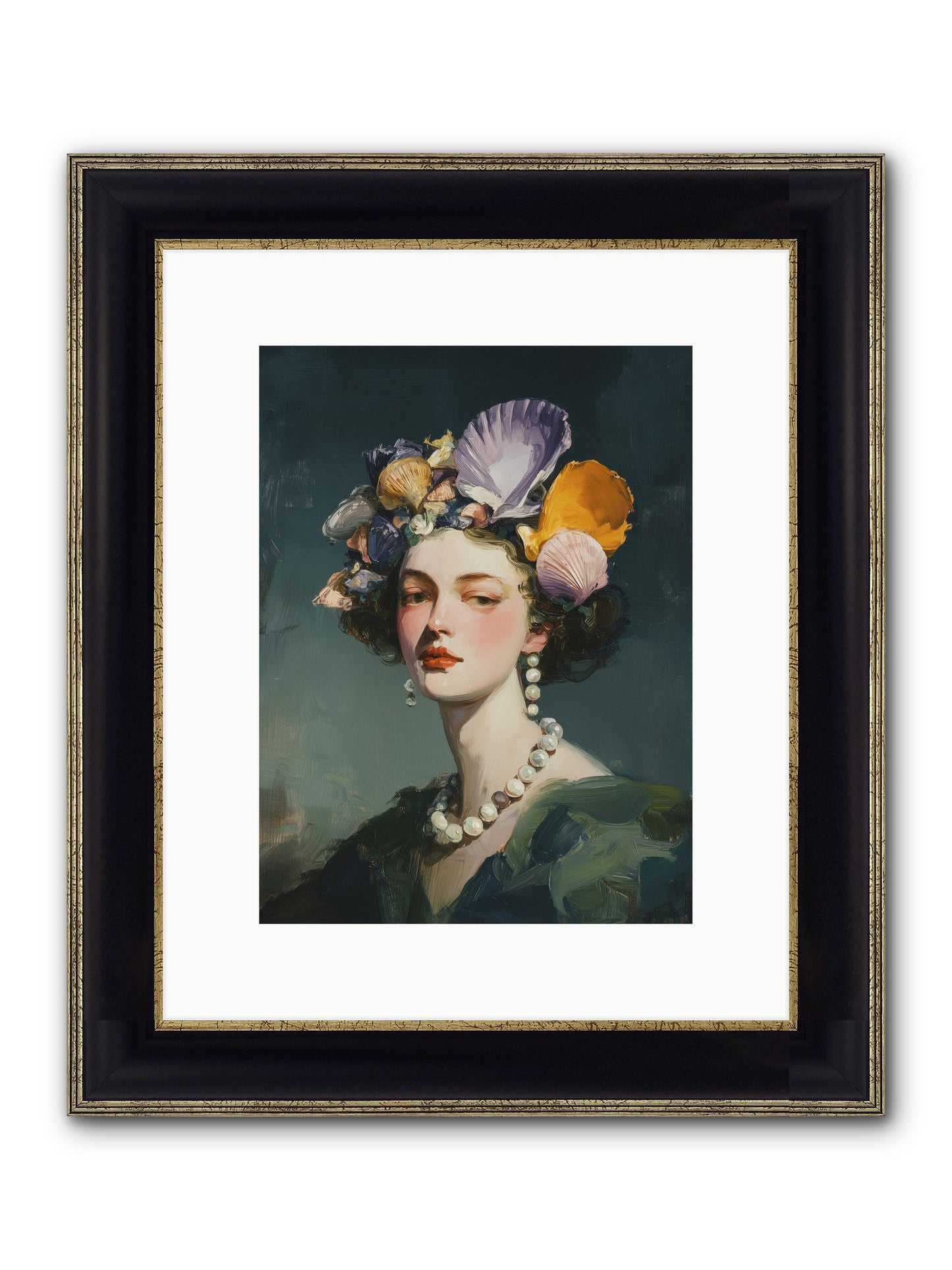 Mother Sea Framed Print - Black & Gold 9x12