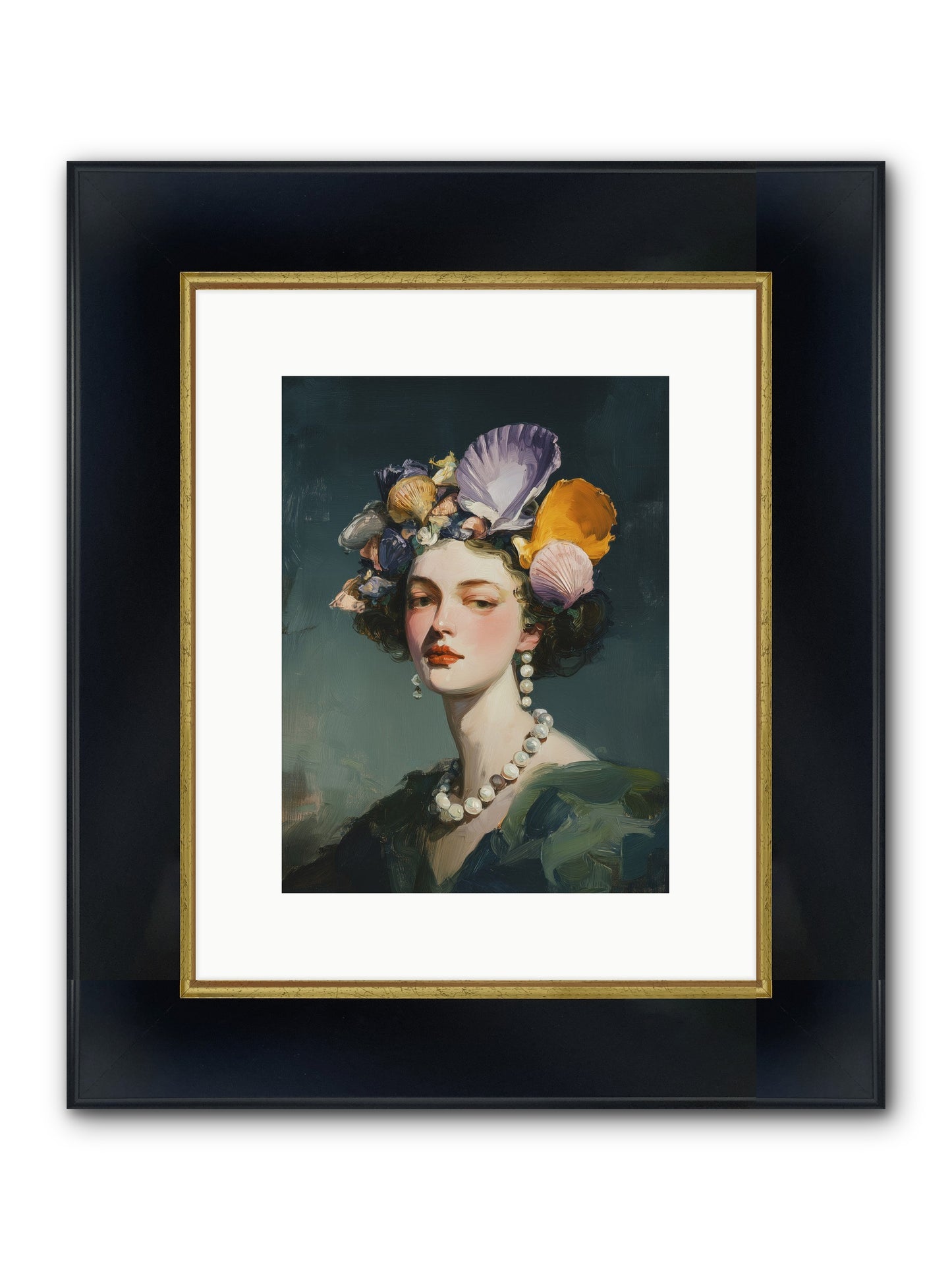 Mother Sea Framed Print - Wide Black w/Gold 9x12