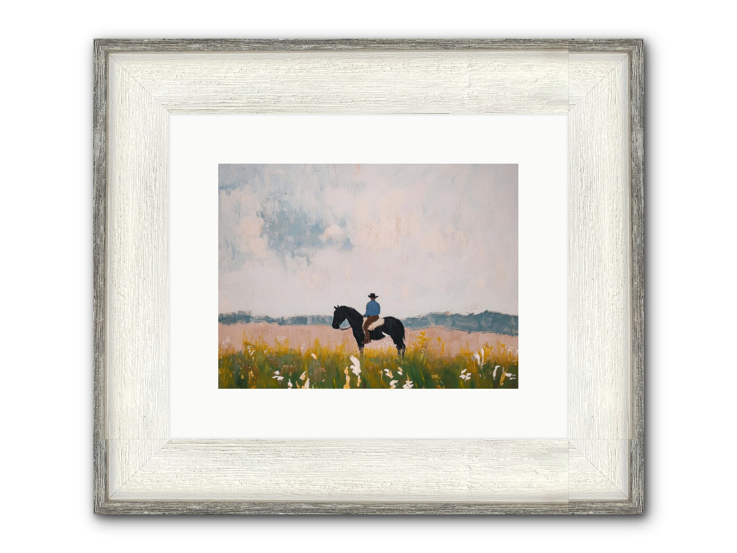Mountain Silhouette Framed Print - Driftwood White 12x9