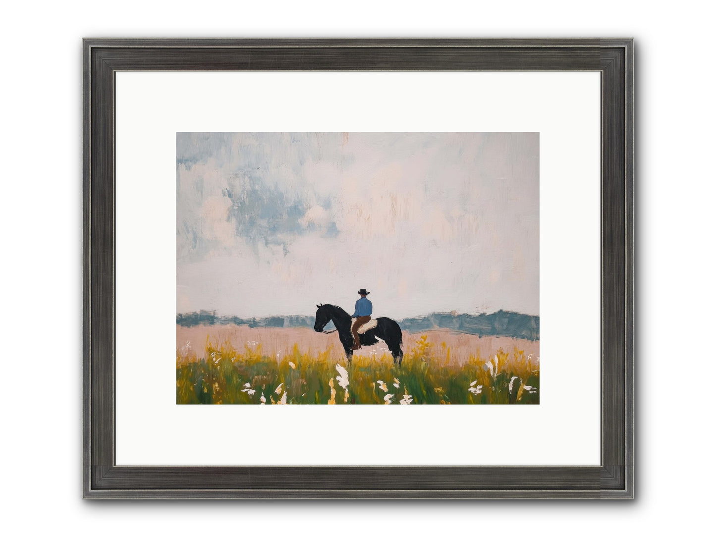Mountain Silhouette Framed Print - Slimwoods Black/Silver 12x9