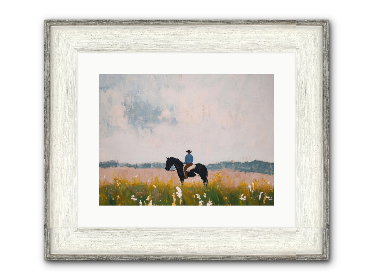 Mountain Silhouette Framed Print - Driftwood White 16x12