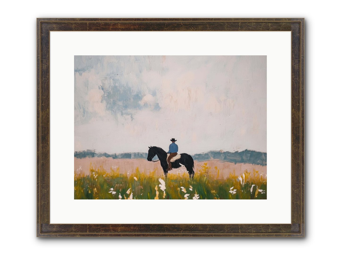 Mountain Silhouette Framed Print - Slimwoods Black/Gold 16x12