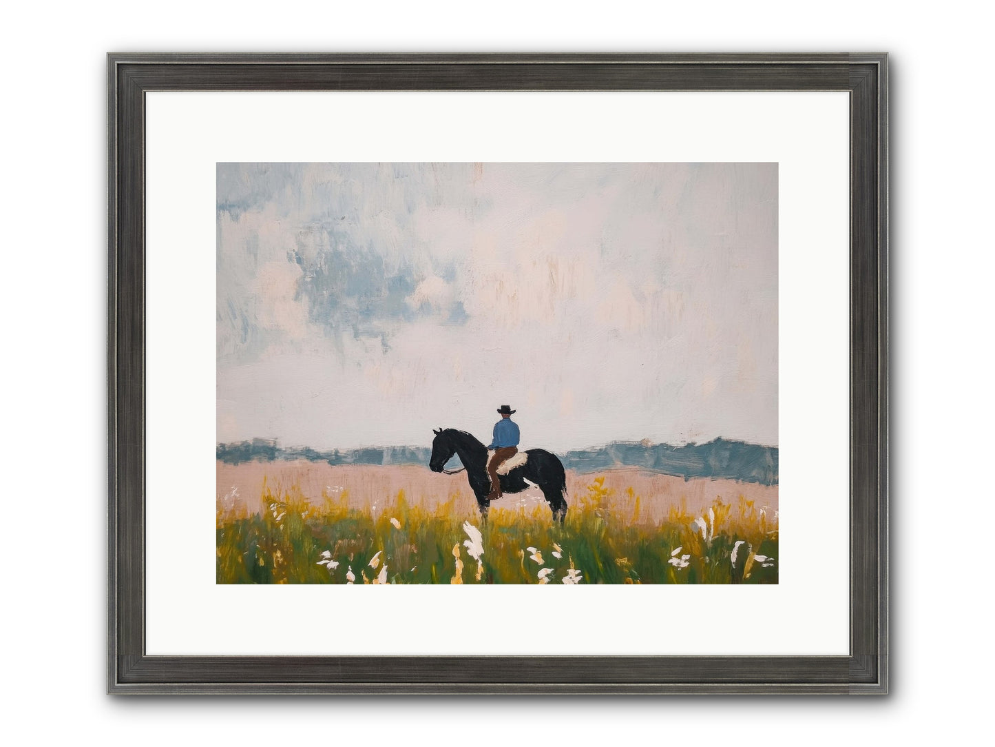 Mountain Silhouette Framed Print - Slimwoods Black/Silver 16x12
