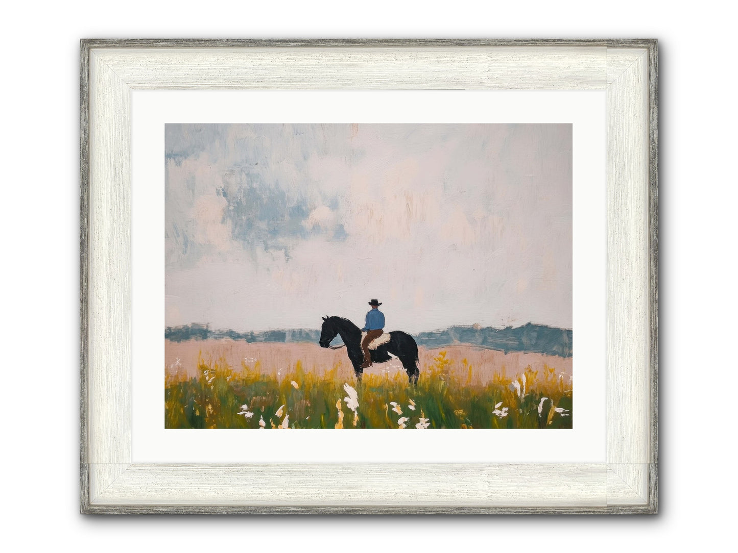 Mountain Silhouette Framed Print - Driftwood White 24x18