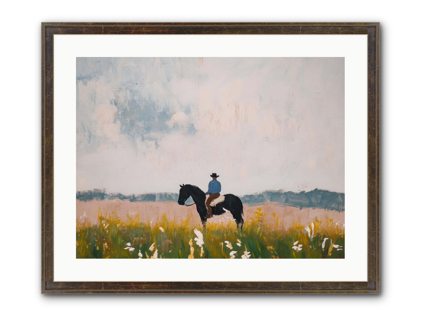 Mountain Silhouette Framed Print - Slimwoods Black/Gold 24x18