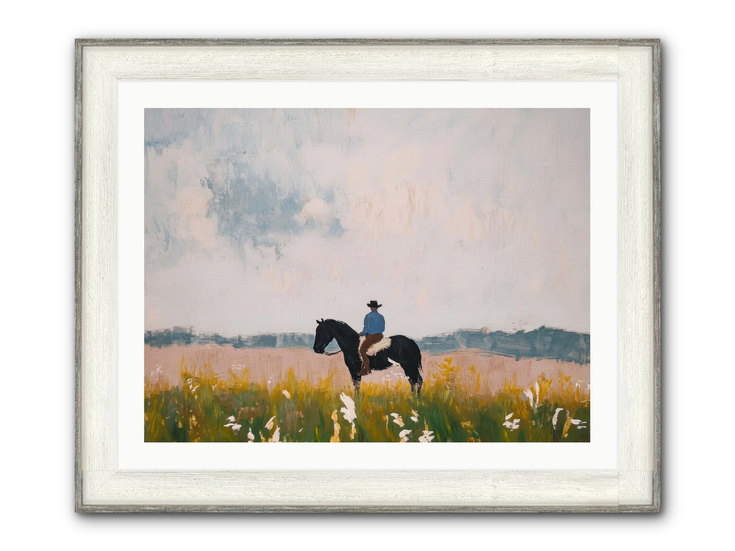 Mountain Silhouette Framed Print - Driftwood White 32x24