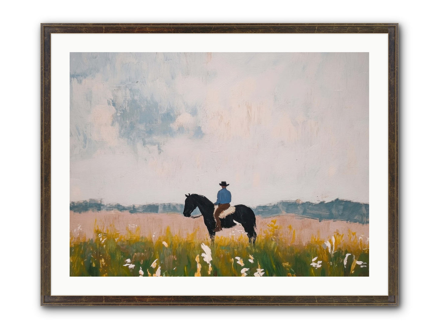 Mountain Silhouette Framed Print - Slimwoods Black/Gold 32x24