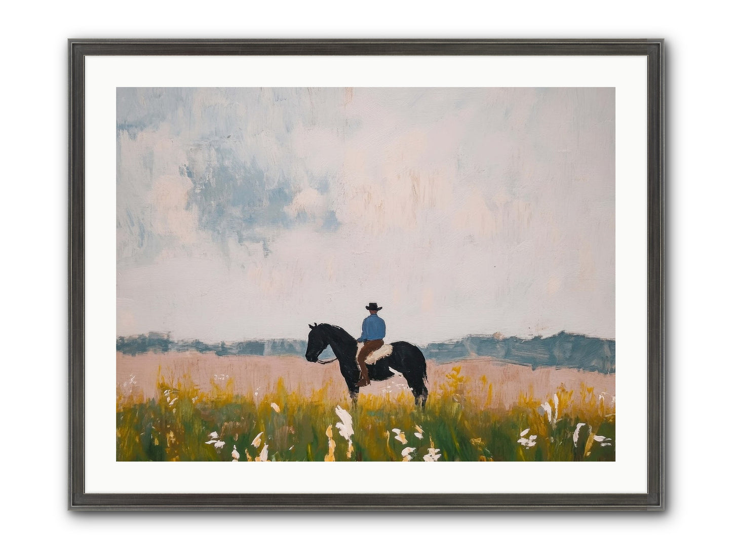 Mountain Silhouette Framed Print - Slimwoods Black/Silver 32x24