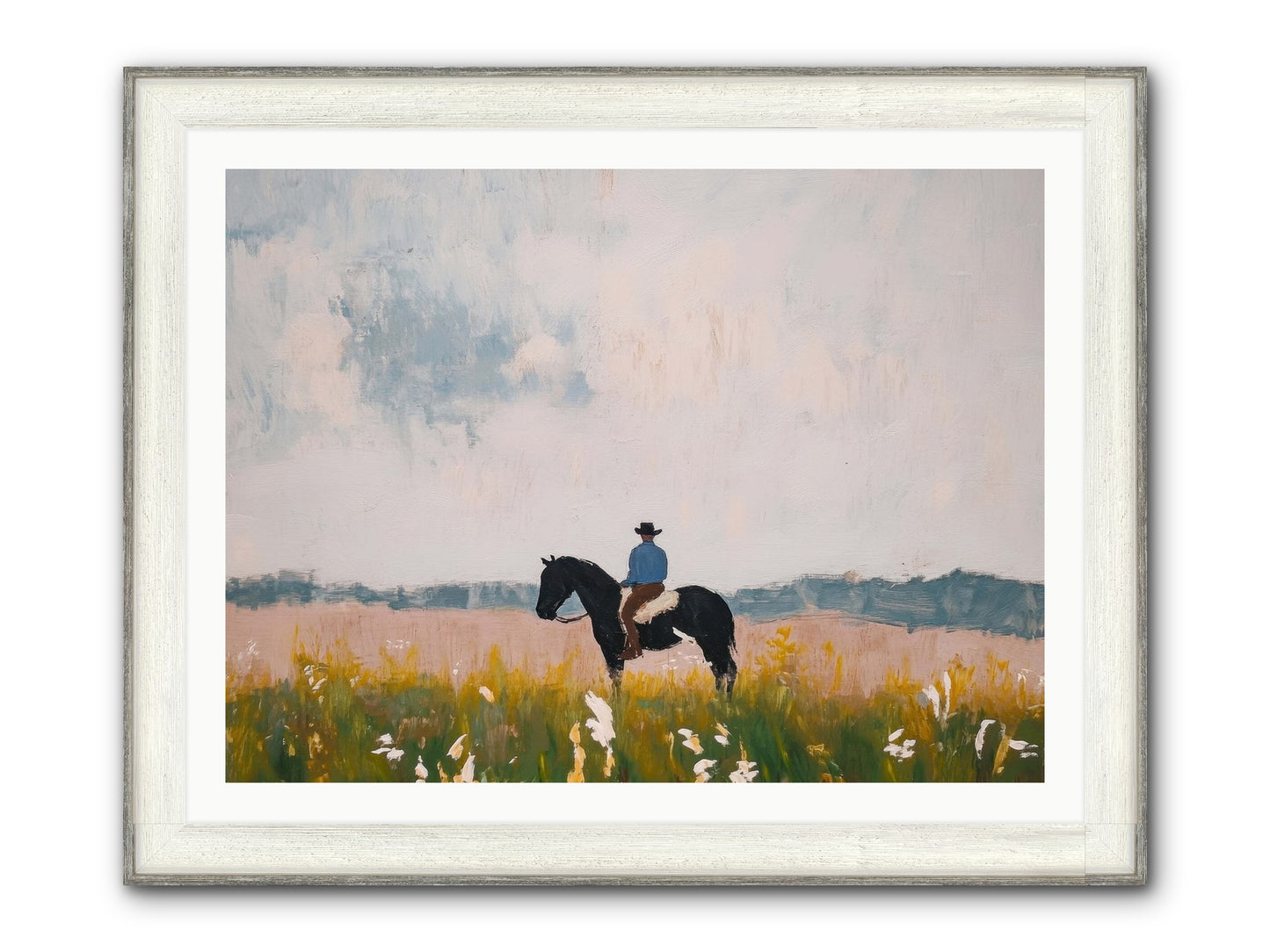 Mountain Silhouette Framed Print - Driftwood White 40x30