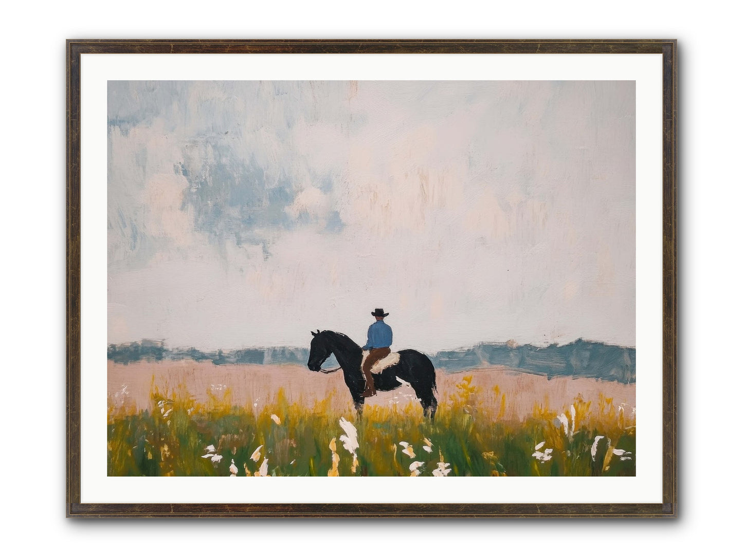 Mountain Silhouette Framed Print - Slimwoods Black/Gold 40x30