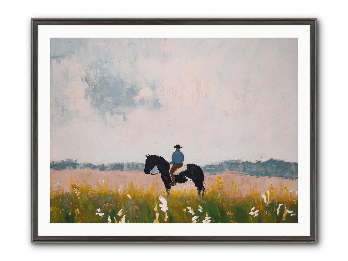 Mountain Silhouette Framed Print - Slimwoods Black/Silver 40x30
