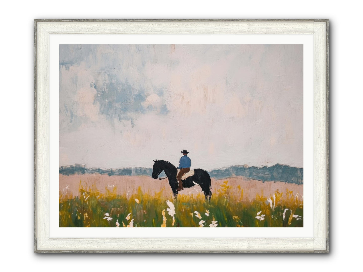 Mountain Silhouette Framed Print - Driftwood White 48x36