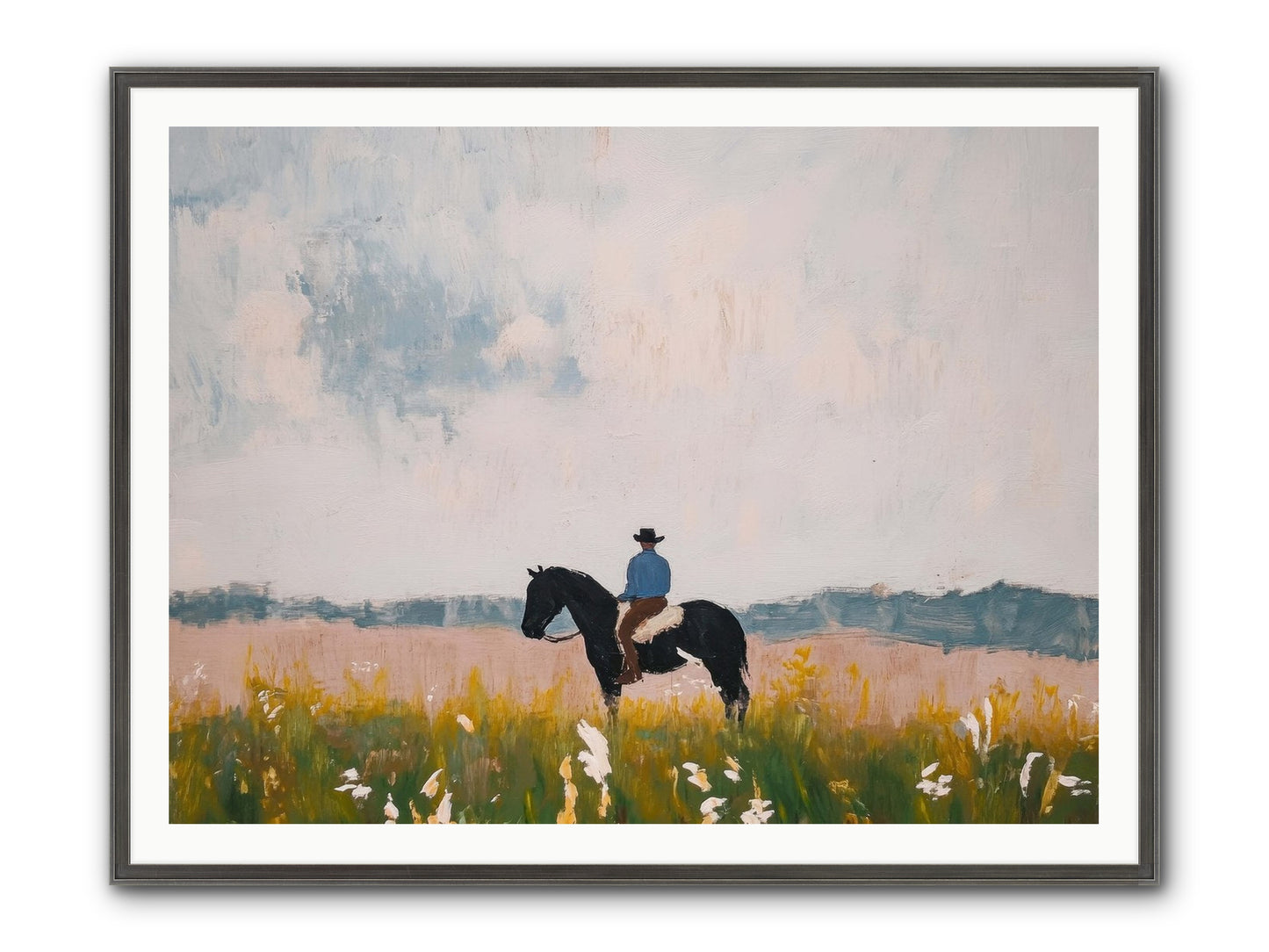 Mountain Silhouette Framed Print - Slimwoods Black/Silver 48x36