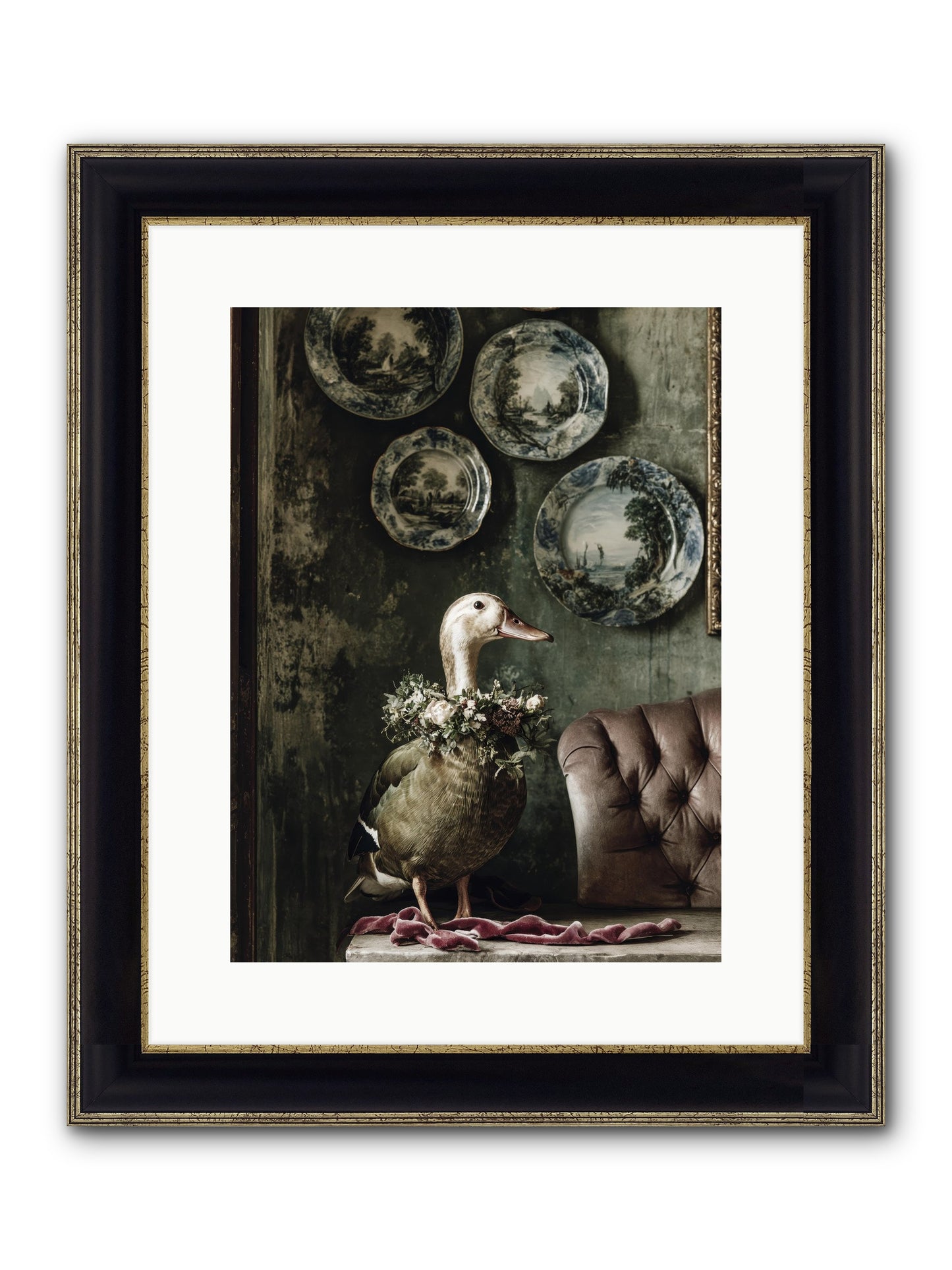 Mulberry Framed Print - Black & Gold 12x16