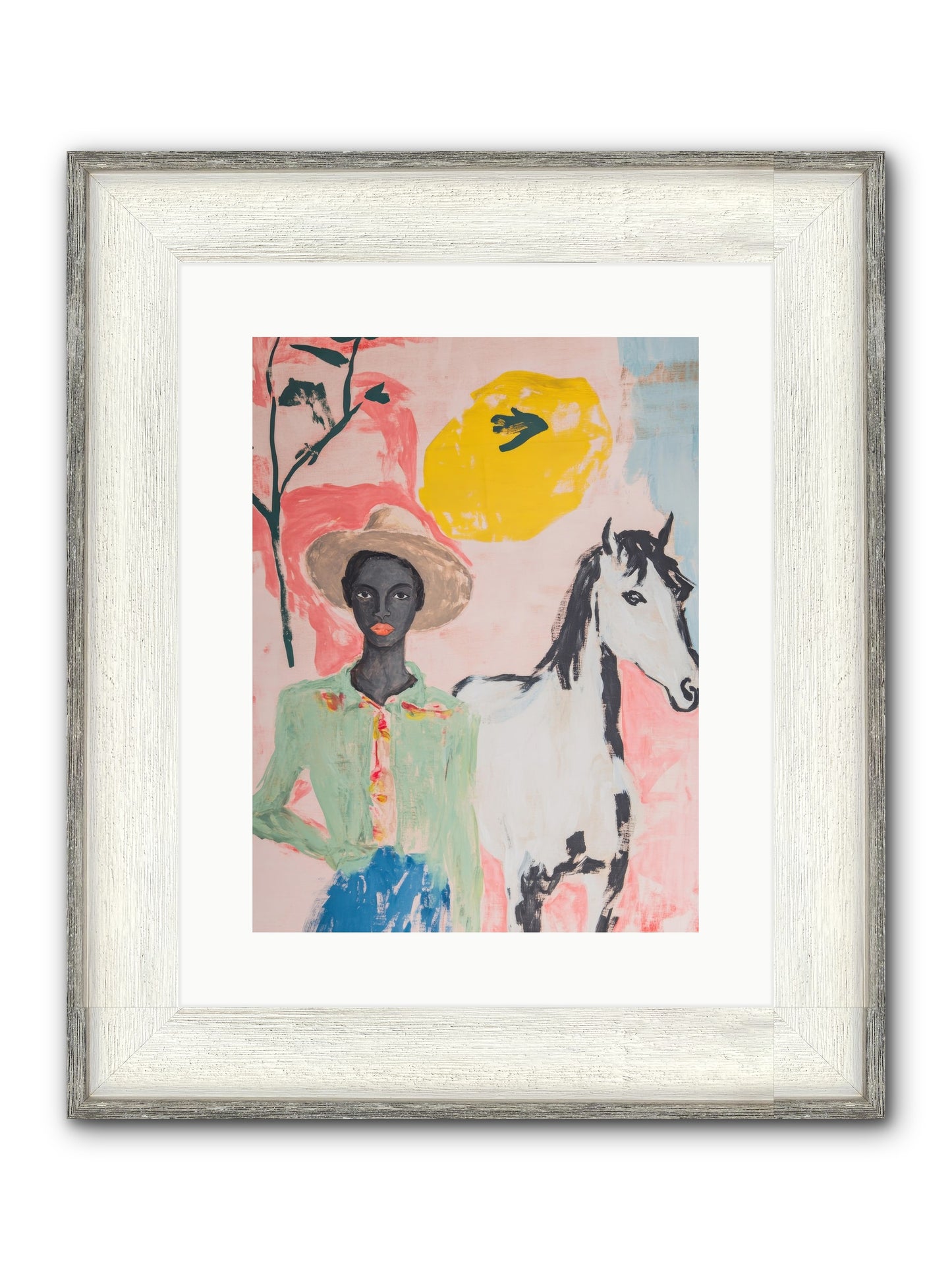 Mustang Whisper Framed Print - Driftwood White 12x16