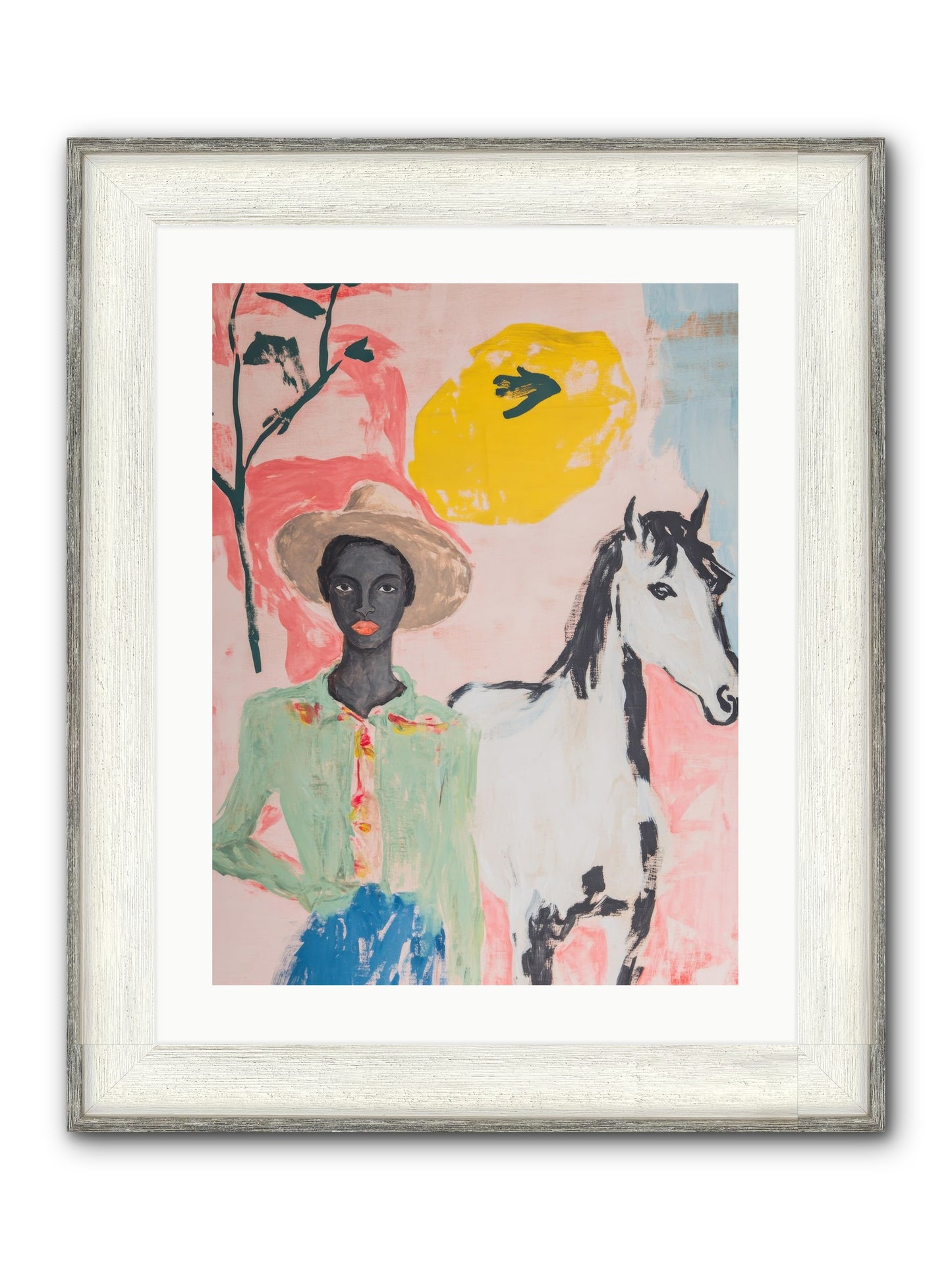 Mustang Whisper Framed Print - Driftwood White 18x24