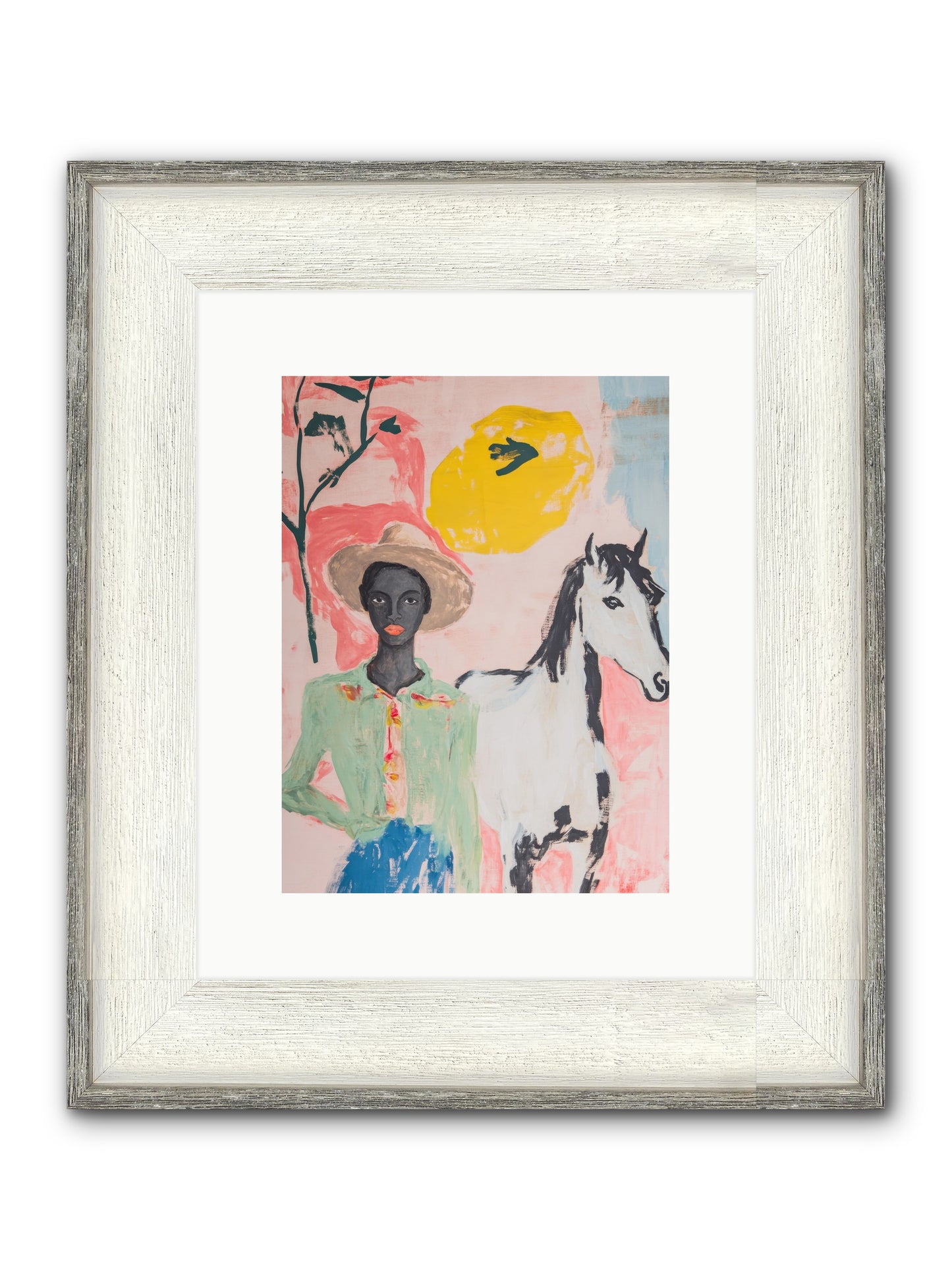 Mustang Whisper Framed Print - Driftwood White 9x12