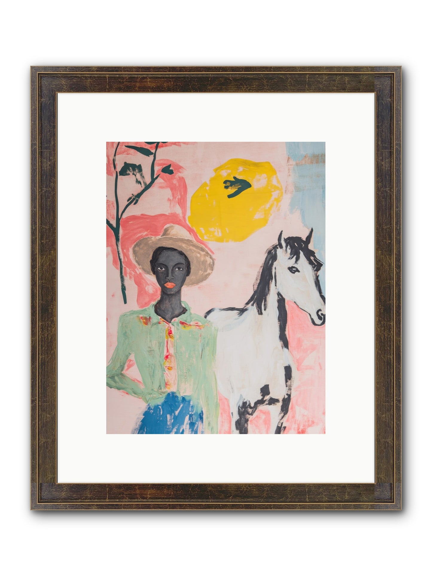 Mustang Whisper Framed Print - Slimwoods Black/Gold 9x12