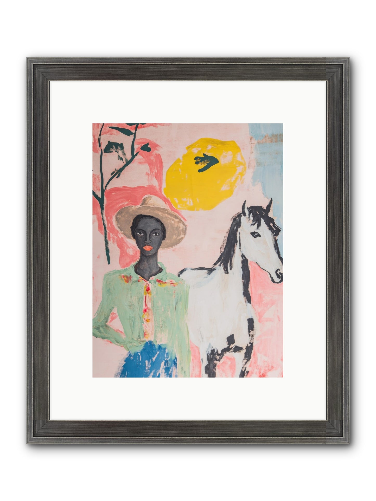 Mustang Whisper Framed Print - Slimwoods Black/Silver 9x12