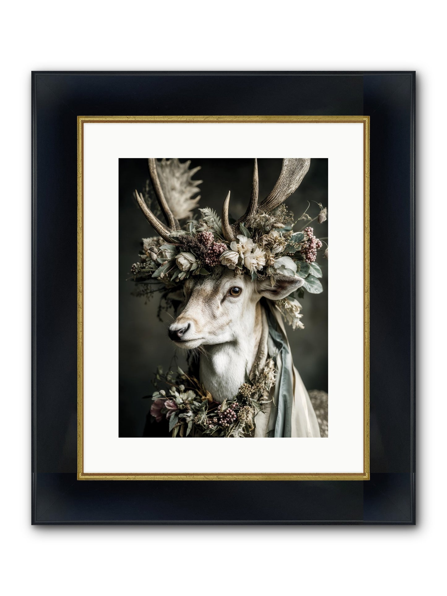 Nanette Framed Print - Wide Black w/Gold 12x16