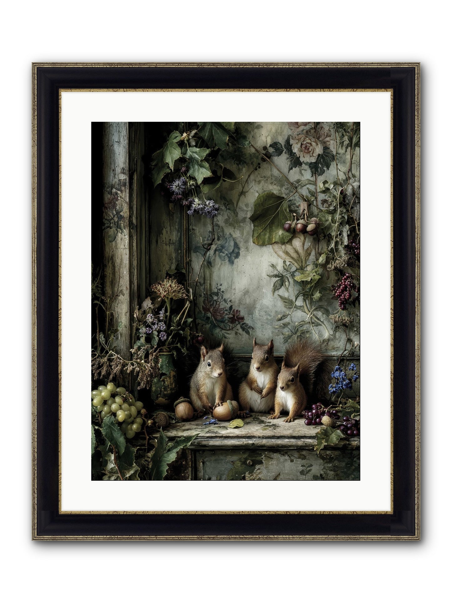 Nature’s Quiet Collectors Framed Print - Black & Gold 18x24