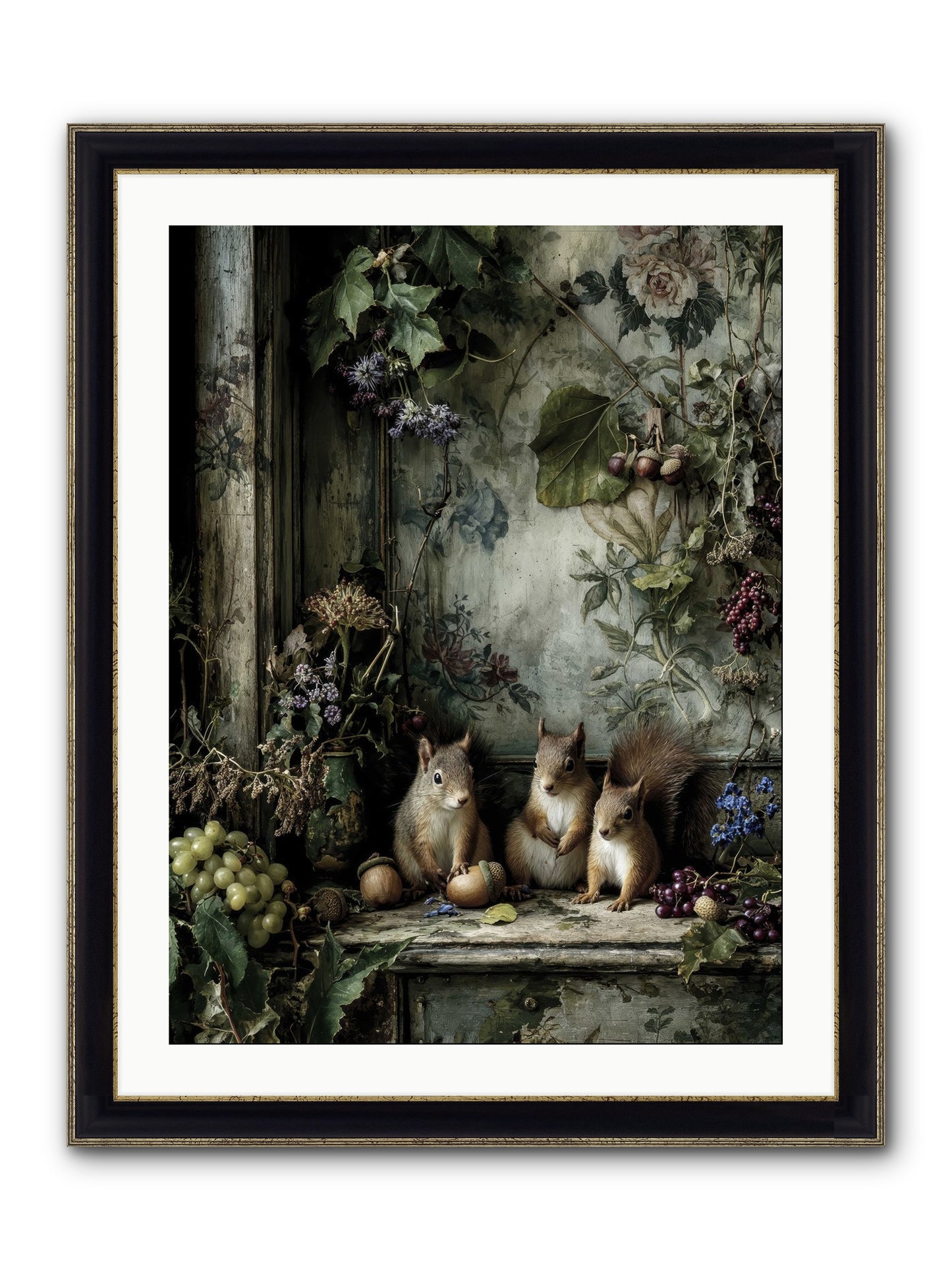 Nature’s Quiet Collectors Framed Print - Black & Gold 24x32