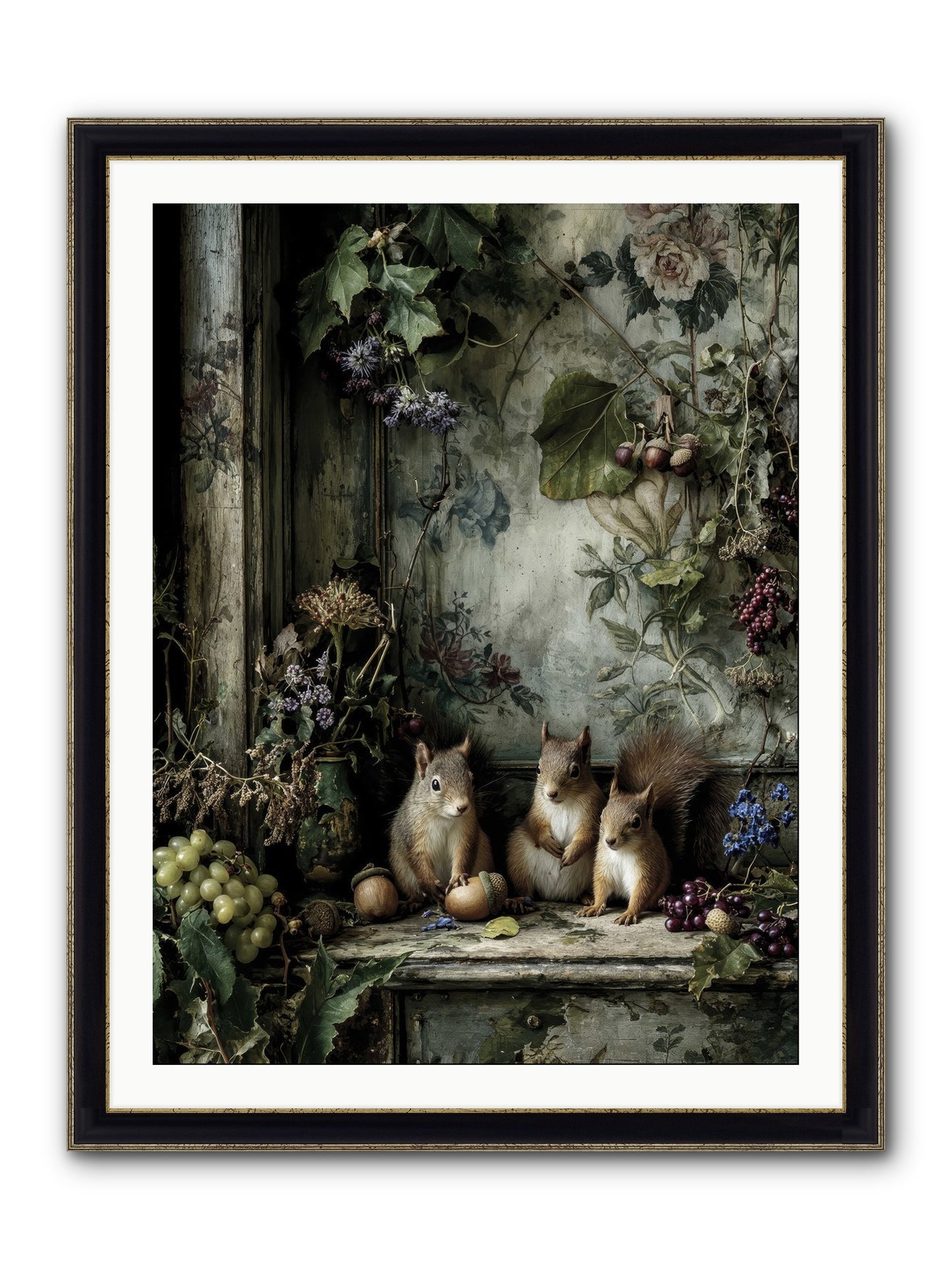 Nature’s Quiet Collectors Framed Print - Black & Gold 30x40