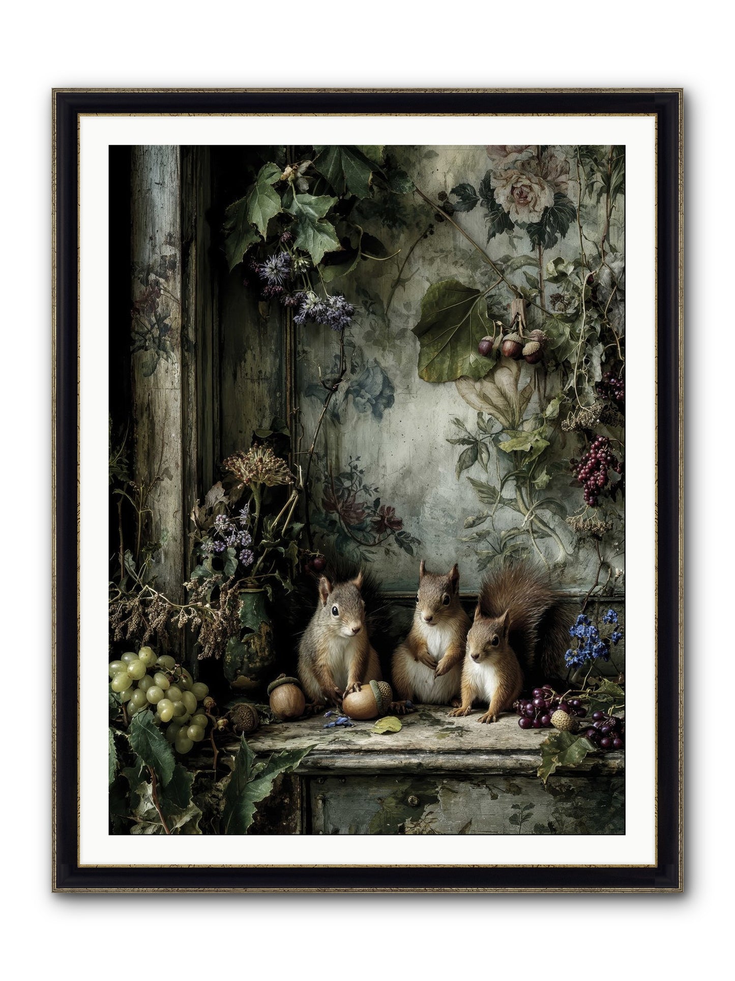 Nature’s Quiet Collectors Framed Print - Black & Gold 36x48