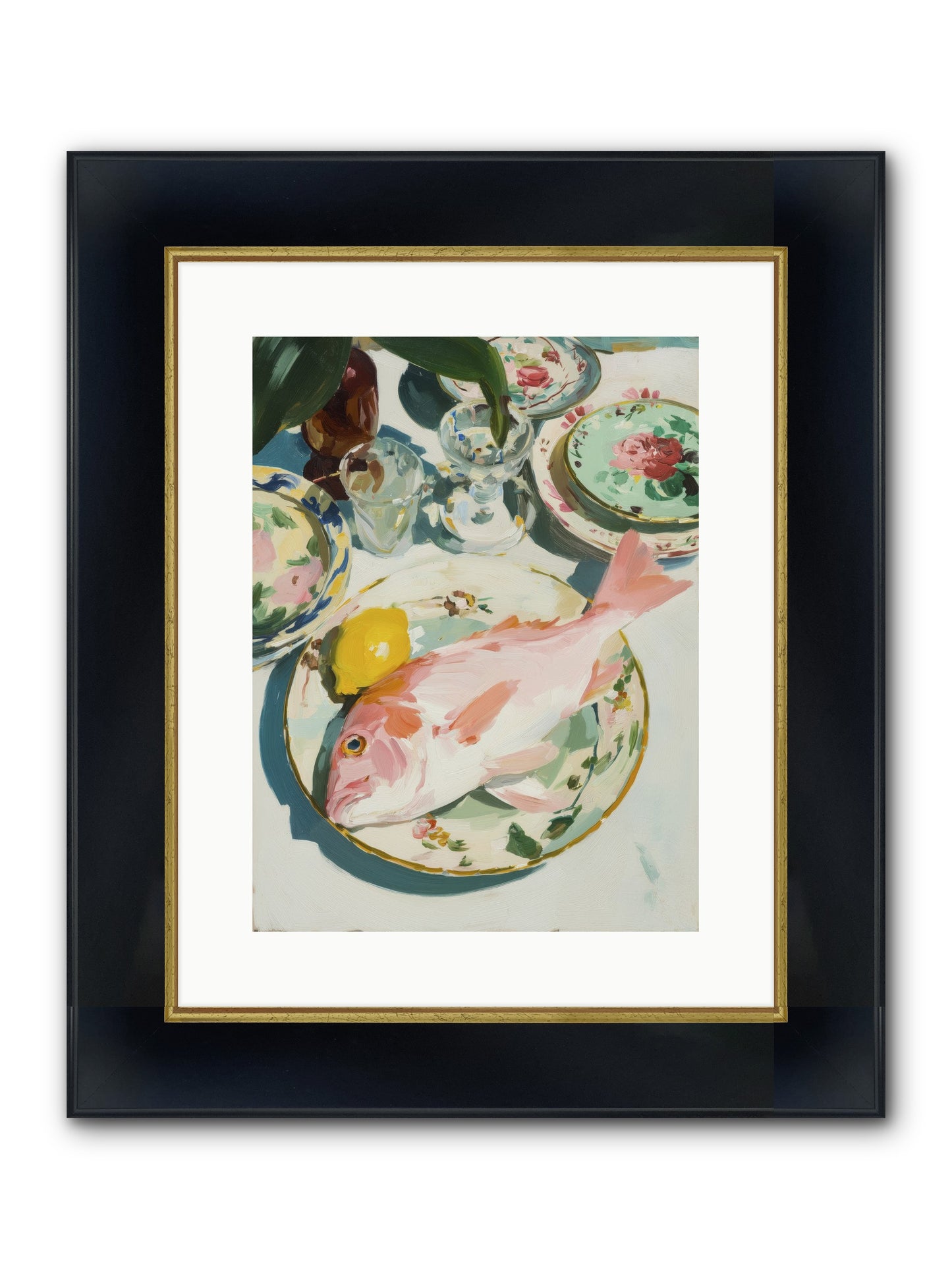 Nature's Table Framed Print - Wide Black w/Gold 12x16