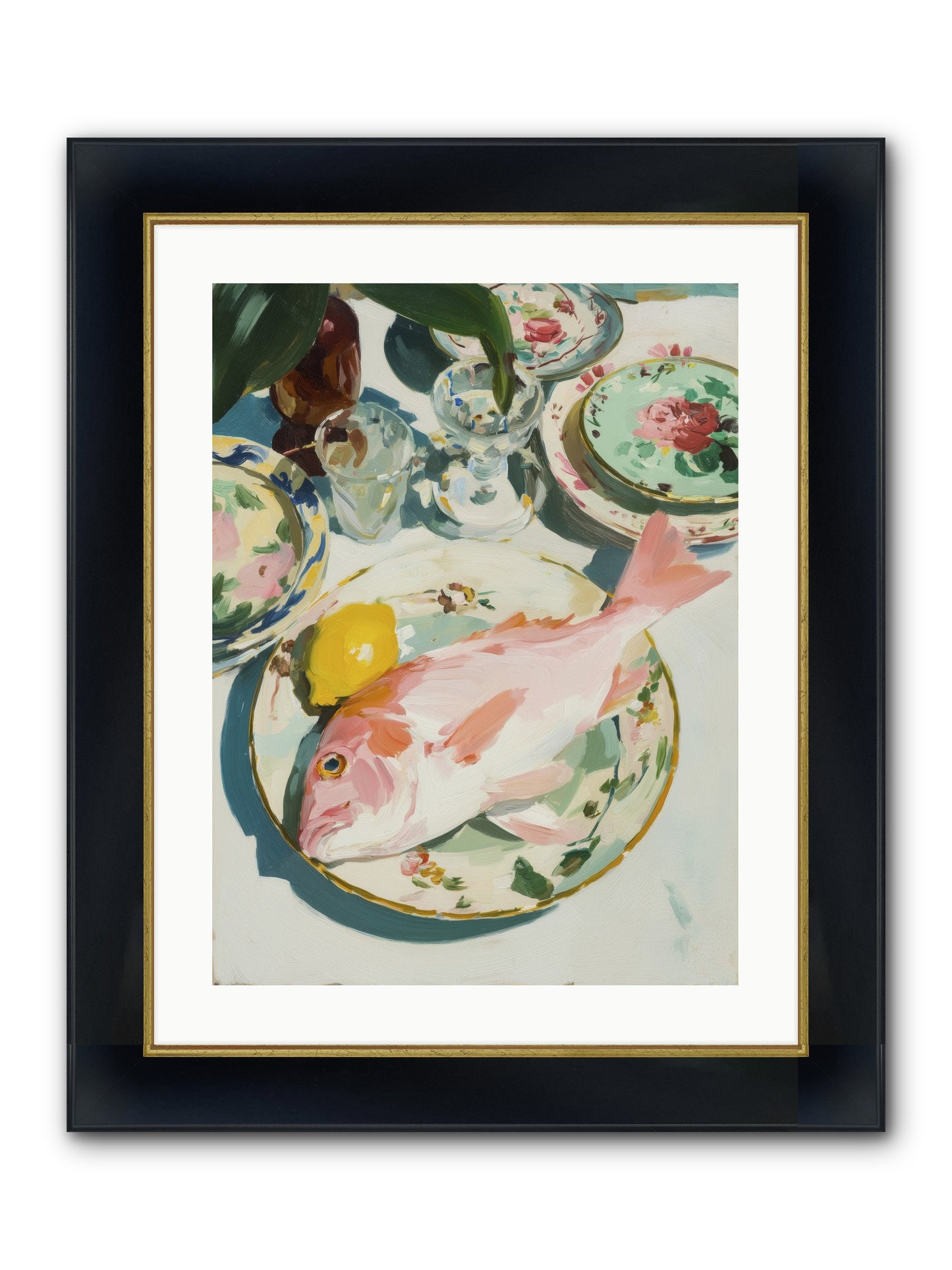 Nature's Table Framed Print - Wide Black w/Gold 18x24