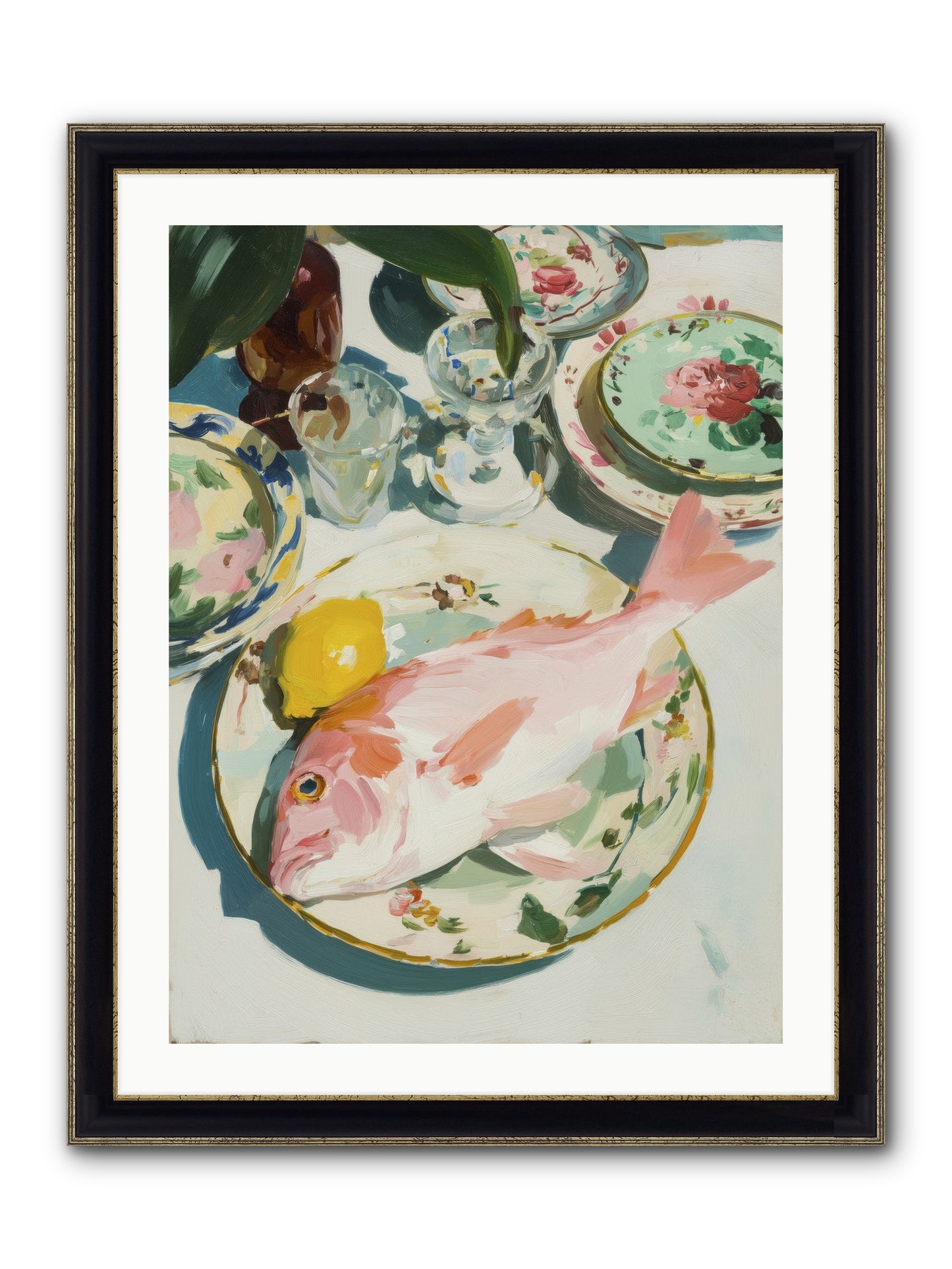 Nature's Table Framed Print - Black & Gold 24x32
