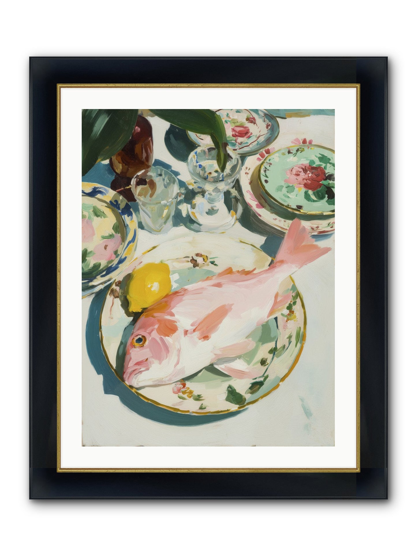 Nature's Table Framed Print - Wide Black w/Gold 24x32