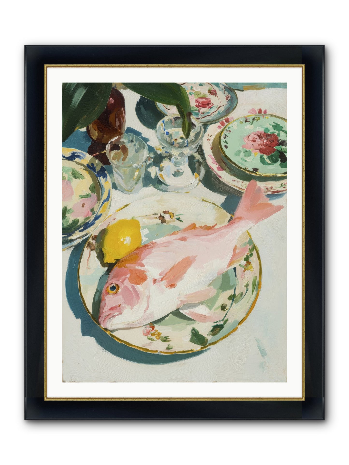 Nature's Table Framed Print - Wide Black w/Gold 30x40