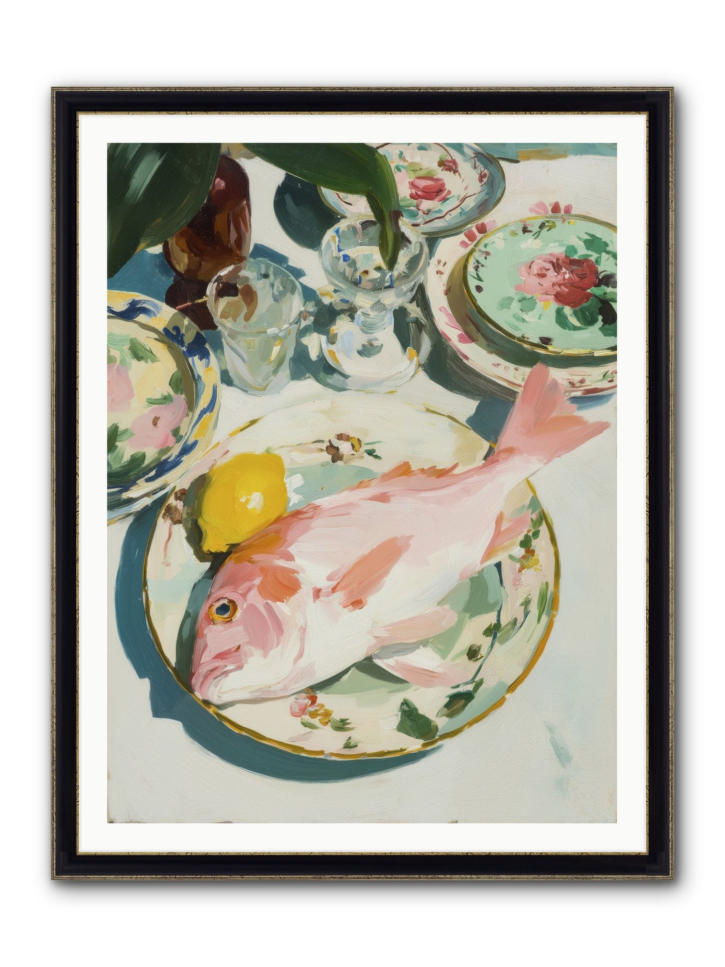 Nature's Table Framed Print - Black & Gold 36x48