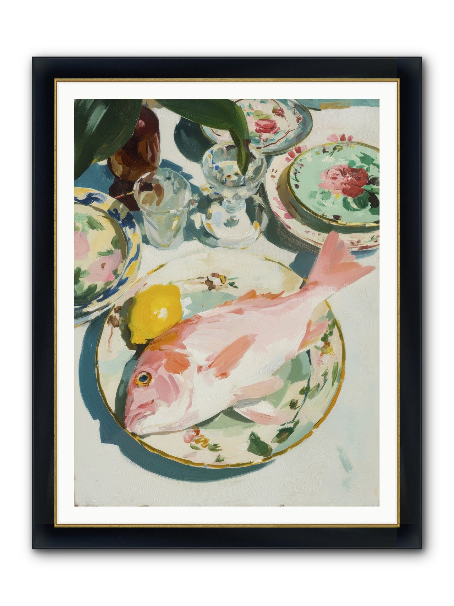 Nature's Table Framed Print - Wide Black w/Gold 36x48