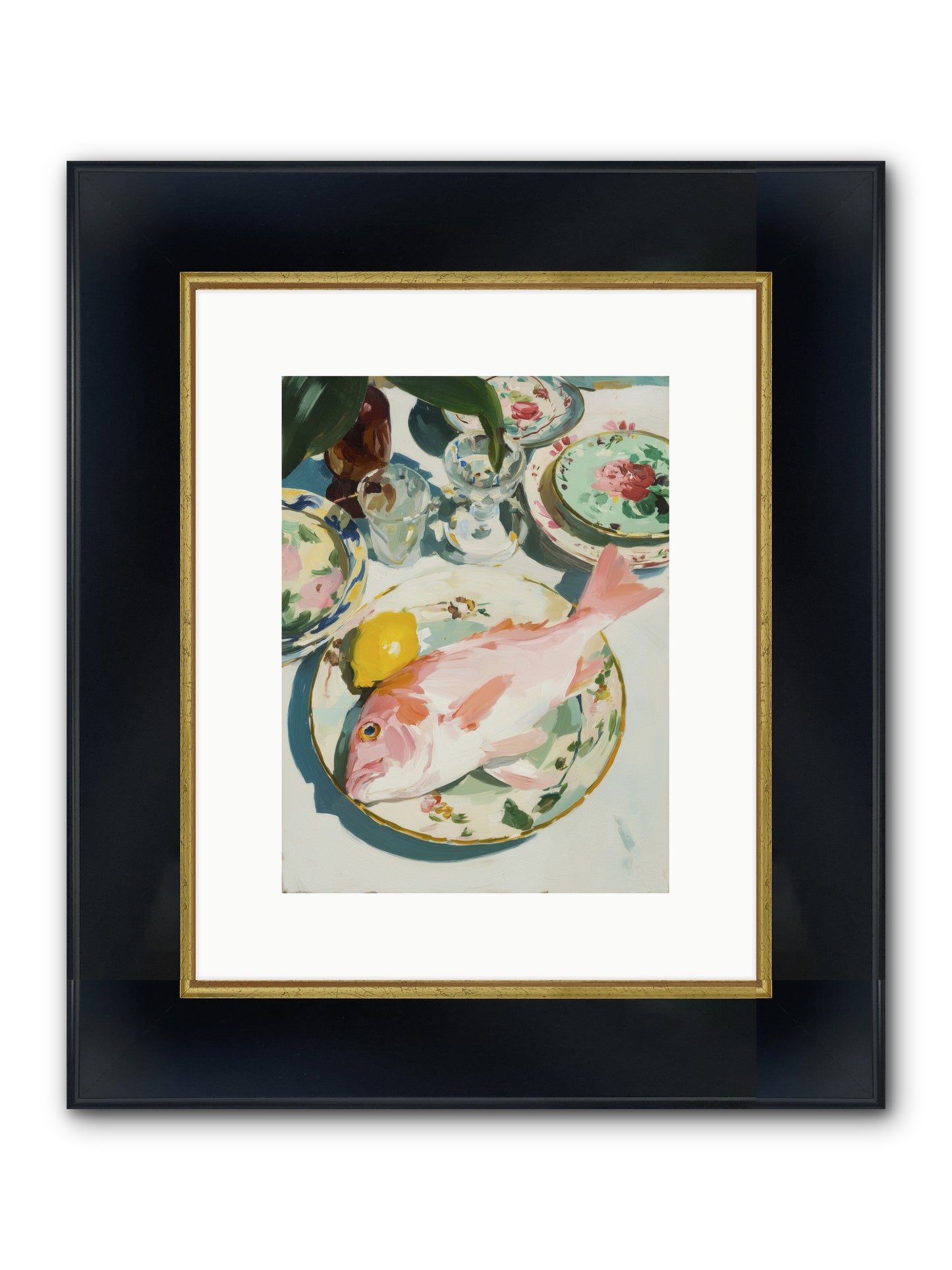 Nature's Table Framed Print - Wide Black w/Gold 9x12