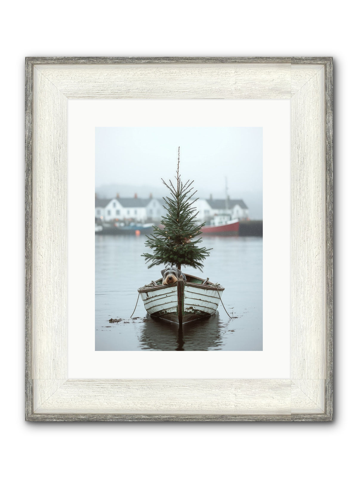 Nautical Noel Framed Print - Driftwood White 12x16