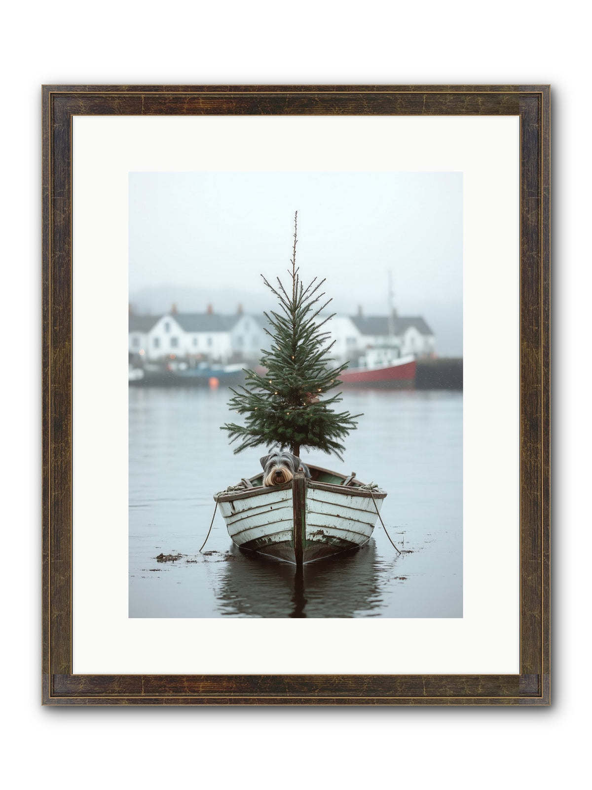 Nautical Noel Framed Print - Slimwoods Black/Gold 12x16