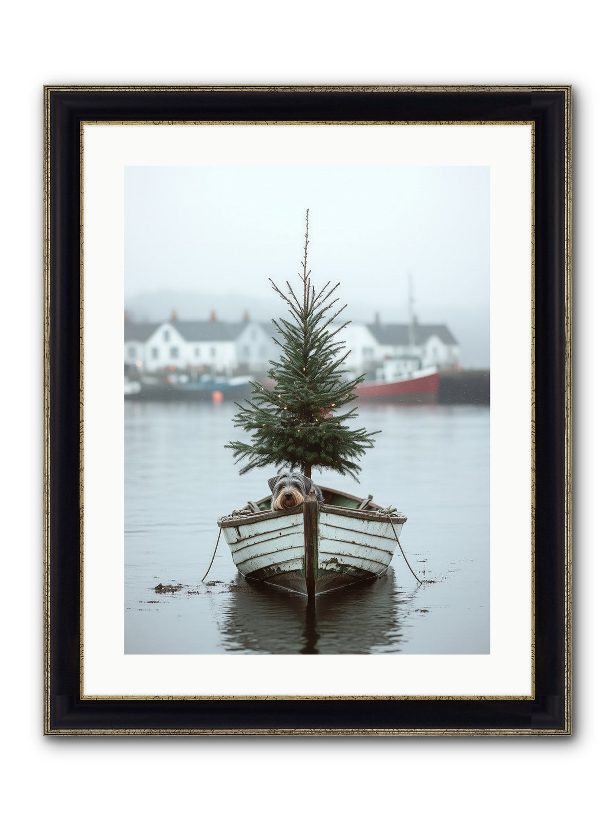 Nautical Noel Framed Print - Black & Gold 18x24