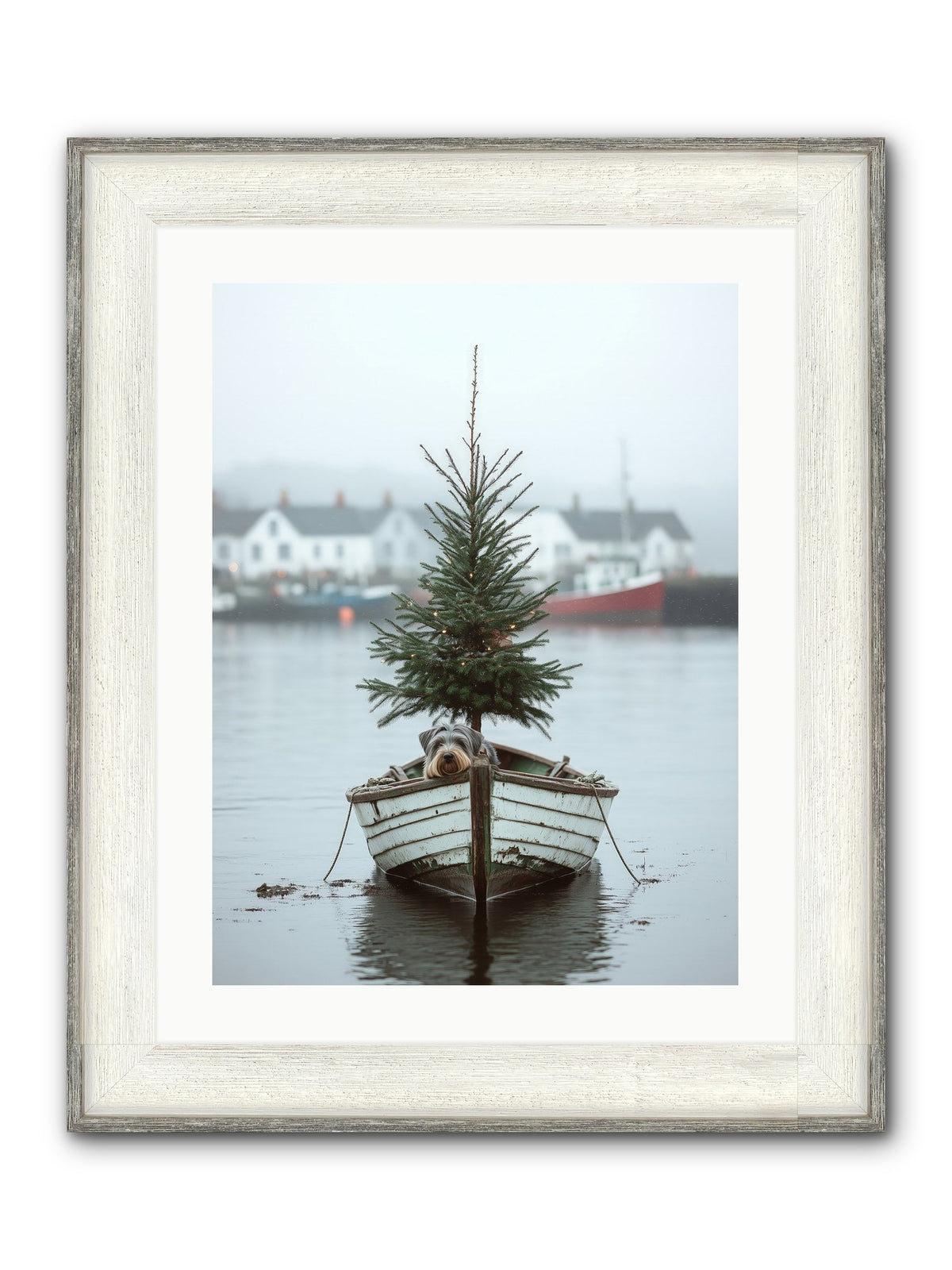 Nautical Noel Framed Print - Driftwood White 18x24