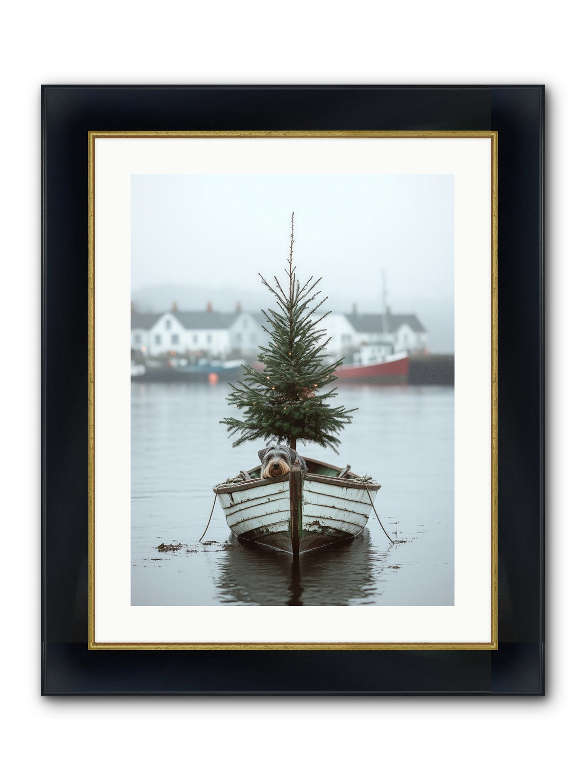 Nautical Noel Framed Print - Wide Black w/Gold 18x24