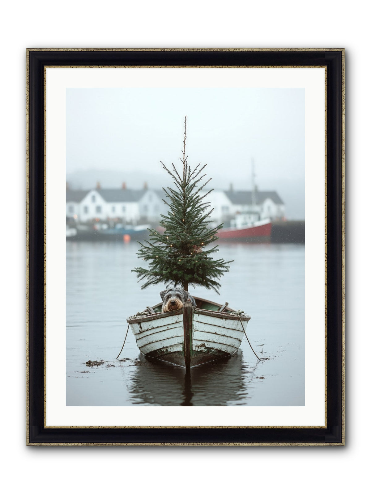 Nautical Noel Framed Print - Black & Gold 24x32