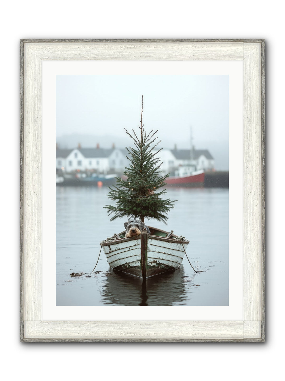 Nautical Noel Framed Print - Driftwood White 24x32