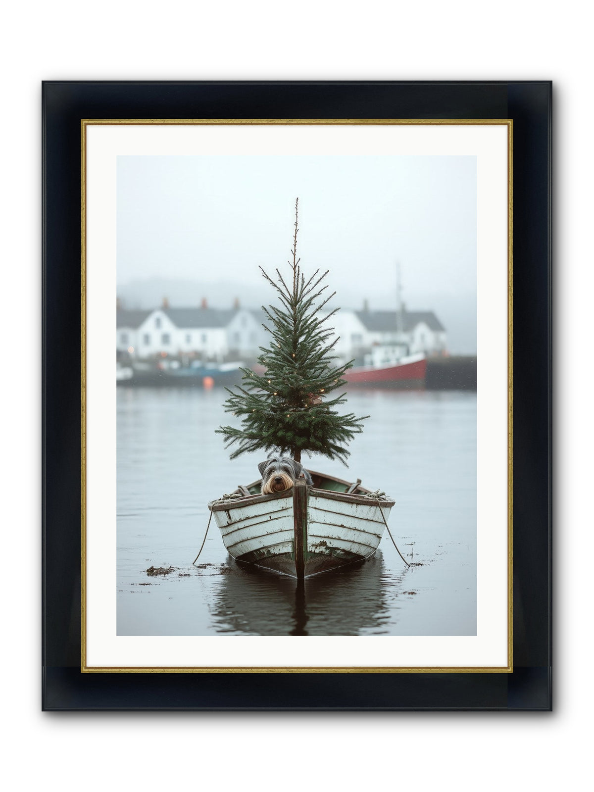 Nautical Noel Framed Print - Wide Black w/Gold 24x32