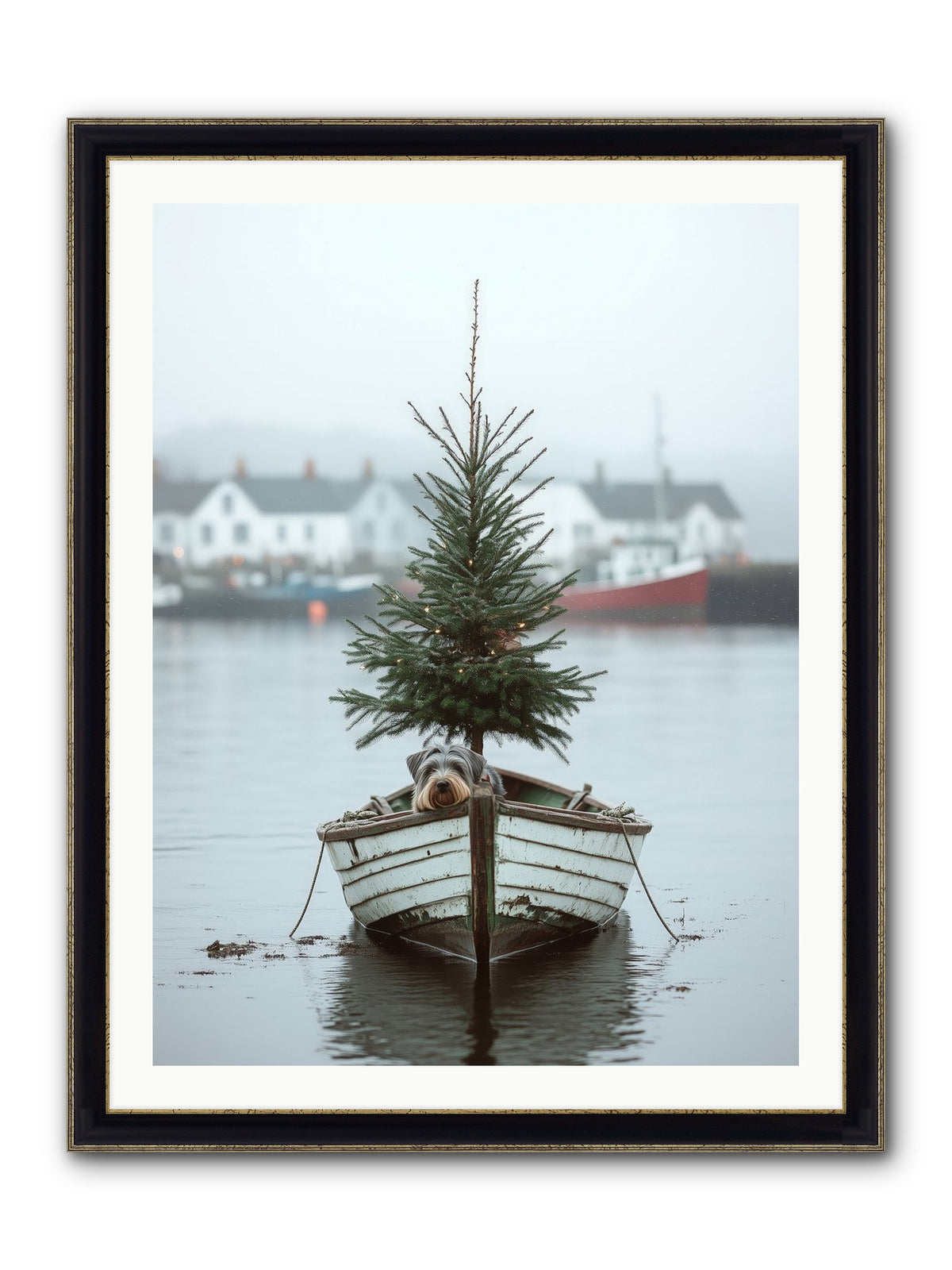 Nautical Noel Framed Print - Black & Gold 30x40