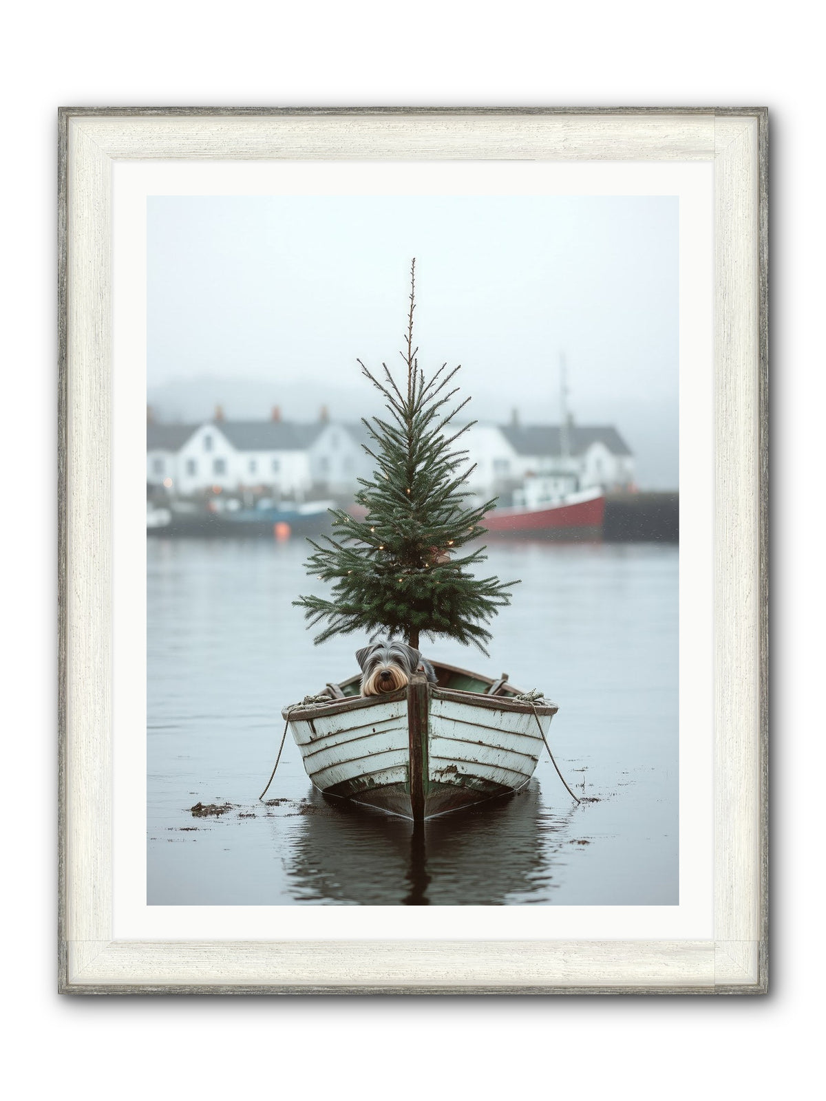 Nautical Noel Framed Print - Driftwood White 30x40
