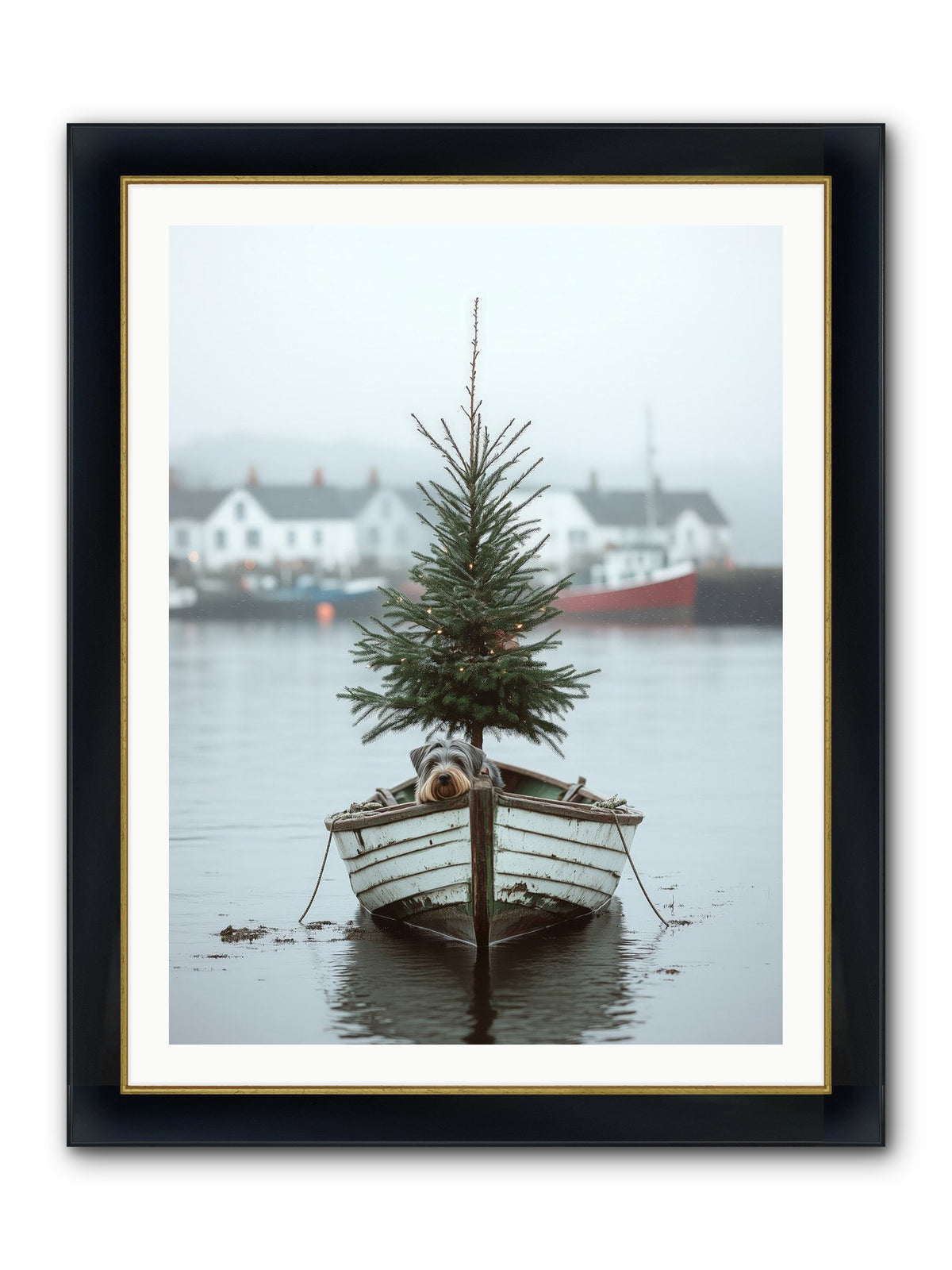 Nautical Noel Framed Print - Wide Black w/Gold 30x40