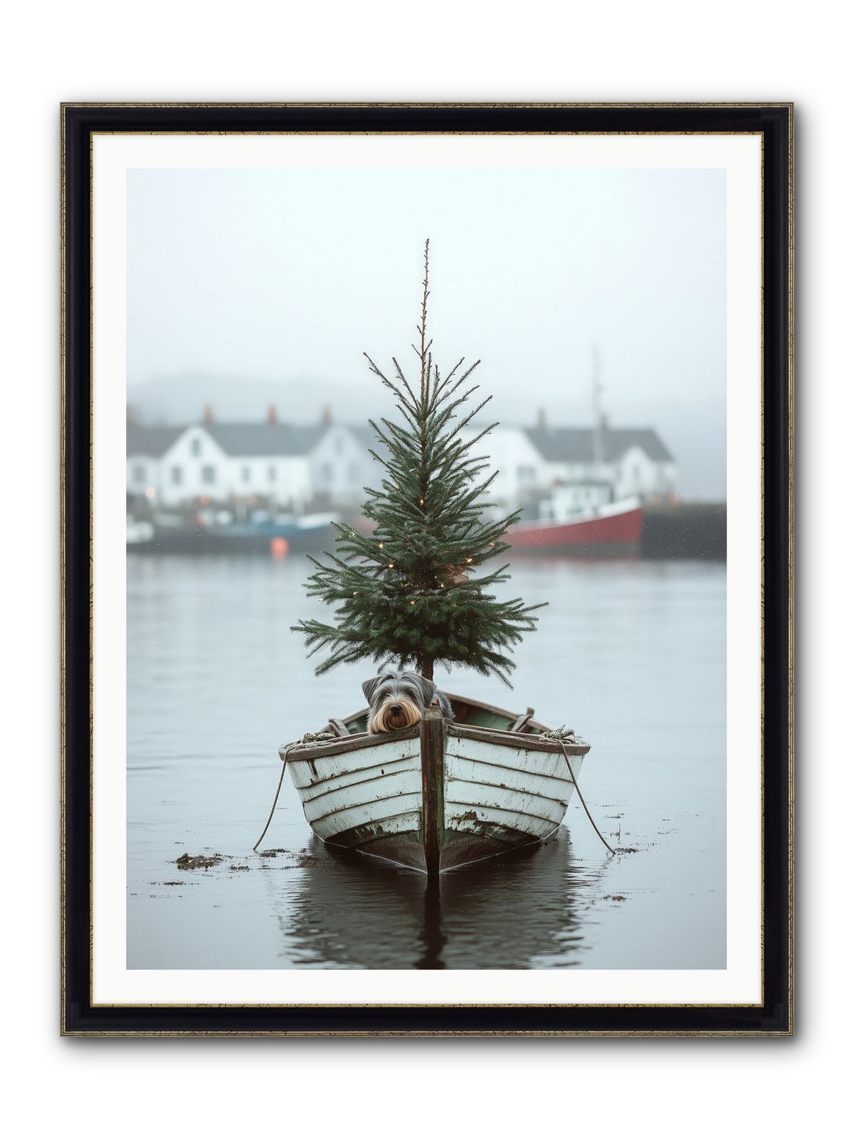 Nautical Noel Framed Print - Black & Gold 36x48
