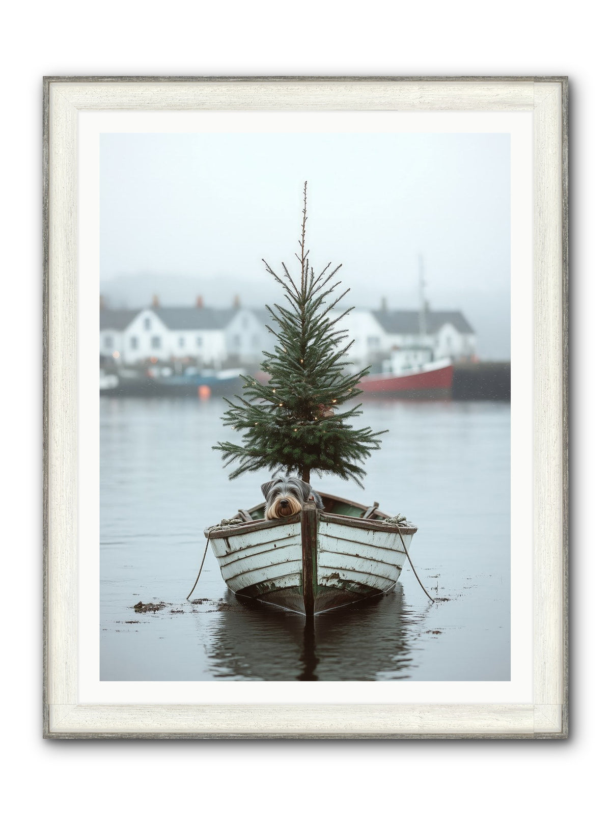 Nautical Noel Framed Print - Driftwood White 36x48